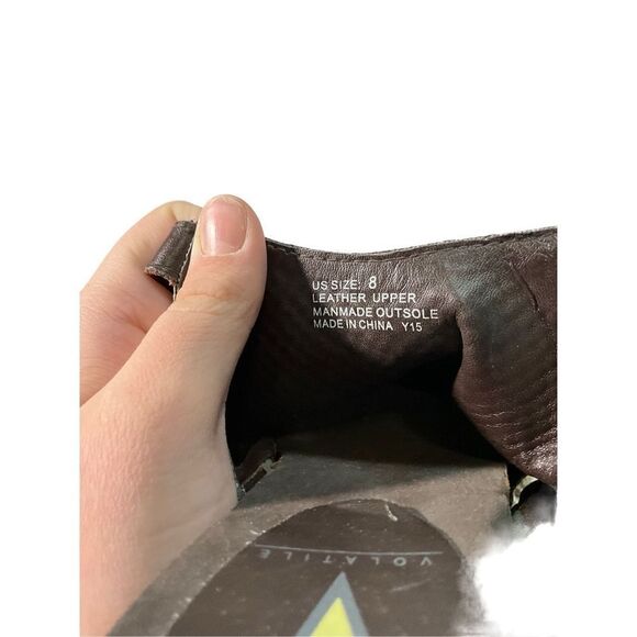 Volatile Brown Leather platform Wedges Peep Toe - Picture 15 of 15